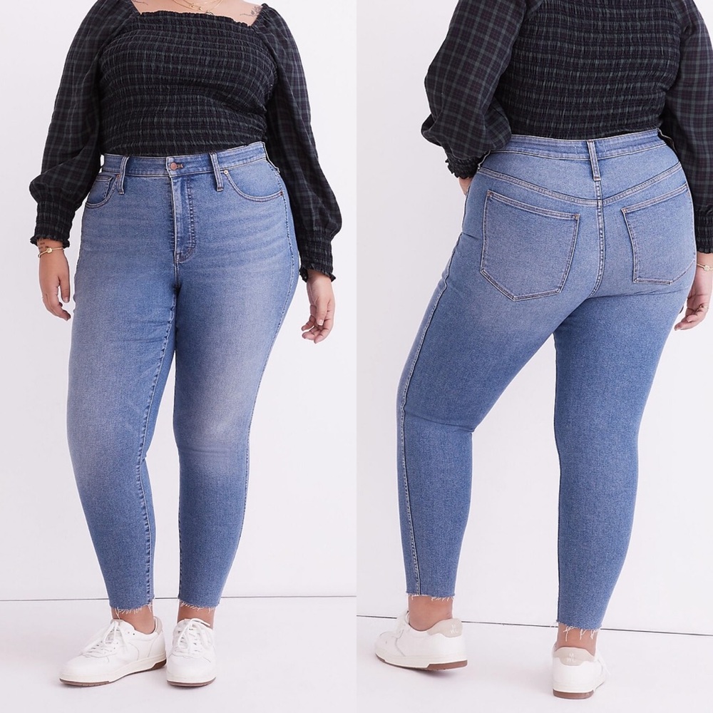 EUC Madewell Plus Curvy High-Rise Skinny Jeans in Ainsworth Wash Raw-Hem Edition